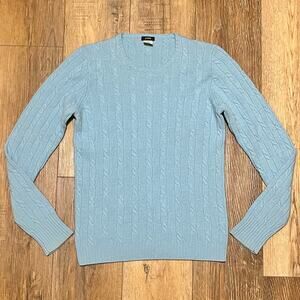 Vtg Y2K J.Crew Merino Wool Cashmere Angora Cable Knit Sweater Sz M Blue Preppy